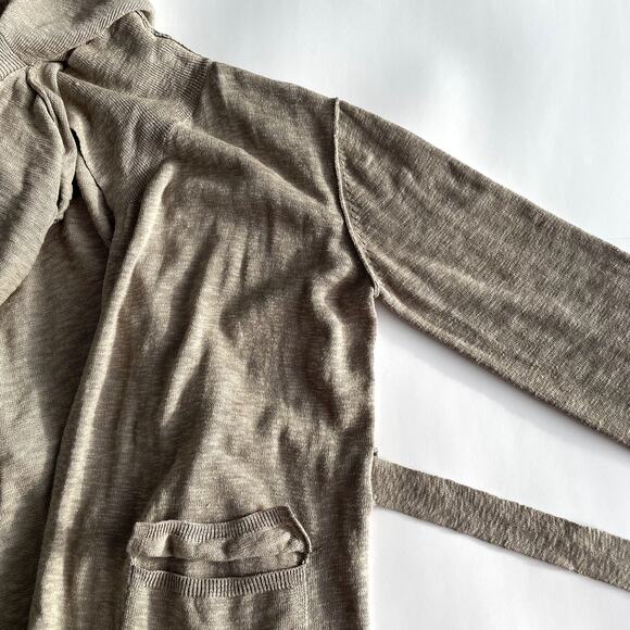 Free People Beach Cotton Linen Blend Duster Cardigan XS Belted Tan - Picture 8 of 16